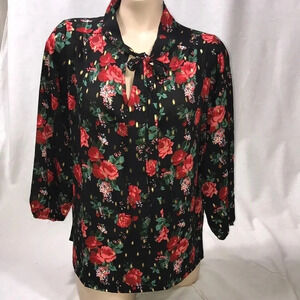 Jon & Ana Size Medium Shimmer Floral Top With Neck Tie. New With Tags